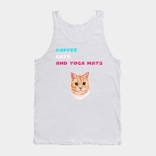 Coffee cats and yoga mats funny yoga and cat drawing Tank Top